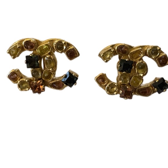CHANEL Vintage CC earrings featuring multi-colored gemstones - Picture 5 of 7